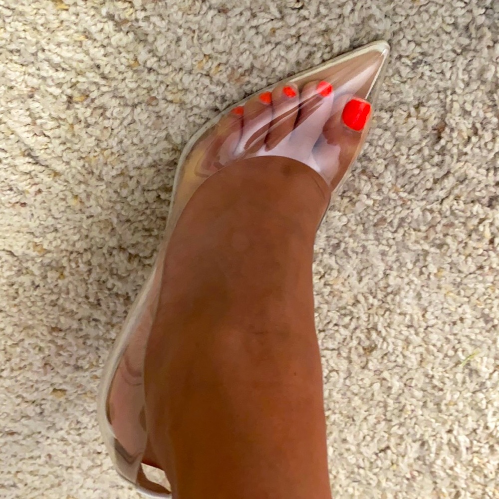 Clear heels, size 6